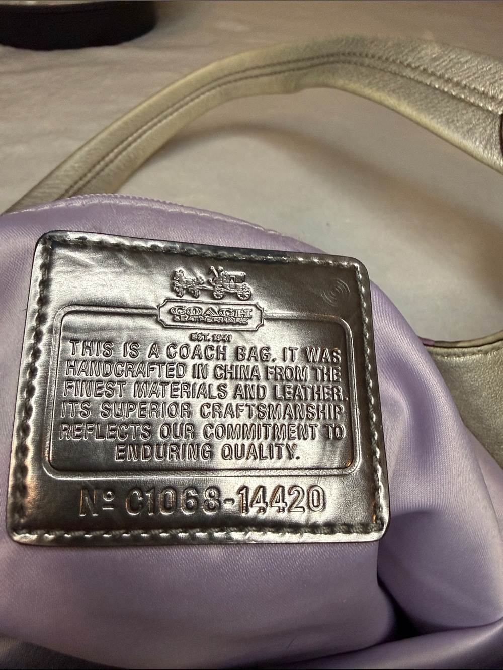 Coach Y2K Op Art Glam Purple Satin Metallic Shoulder Bag C1068-14420 - Picture 6 of 13